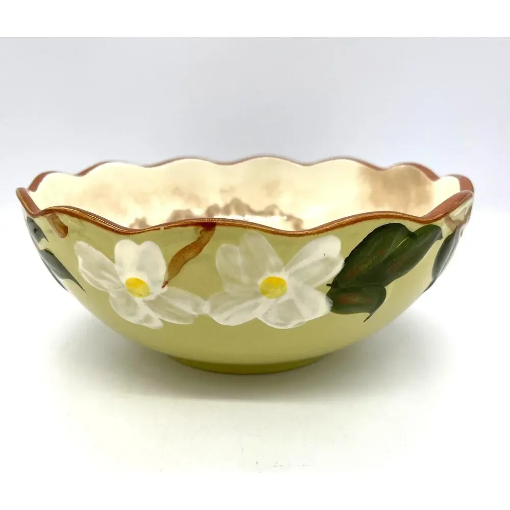 Vintage MCM Stangl White Dogwood Serving Bowl 9” Hand Painted Mid Century